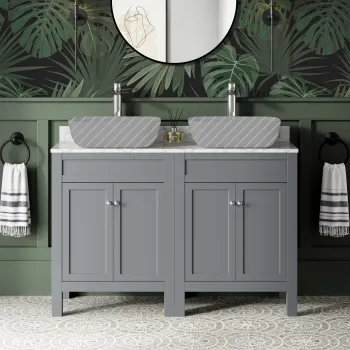 Bermuda Dove Grey Cabinet with Marble Top 1200mm - Excludes Counter Top Basins