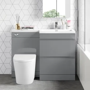 Trent Stone Grey Combination Basin Drawer and Boston Toilet 1100mm - Right Handed