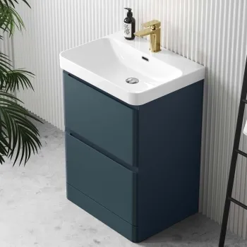Corsica Inky Blue Basin Drawer Vanity 600mm