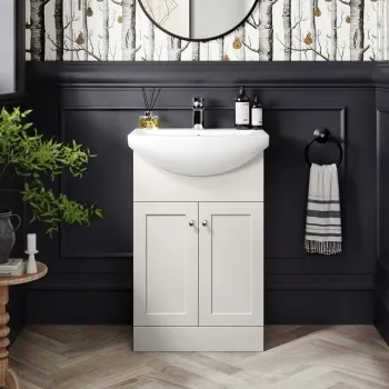 Capri Cotton White Vanity with Semi Recessed Basin 550mm - Chrome Handles