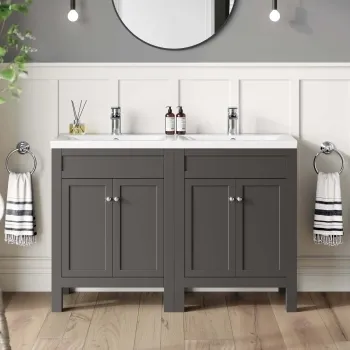 Bermuda Graphite Grey Double Basin Vanity 1200mm