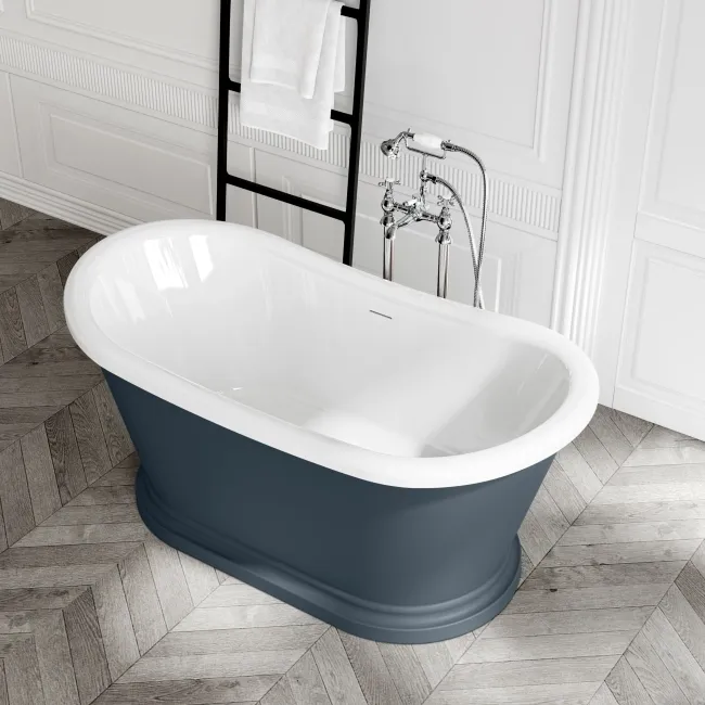 Mayfair 1500mm Inky Blue Freestanding Roll Top Slipper Bath