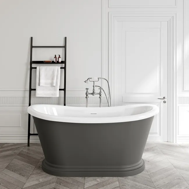 Mayfair 1500mm Graphite Grey Freestanding Roll Top Slipper Bath