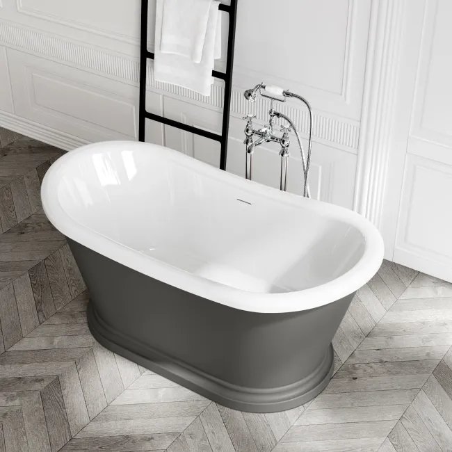 Mayfair 1500mm Graphite Grey Freestanding Roll Top Slipper Bath