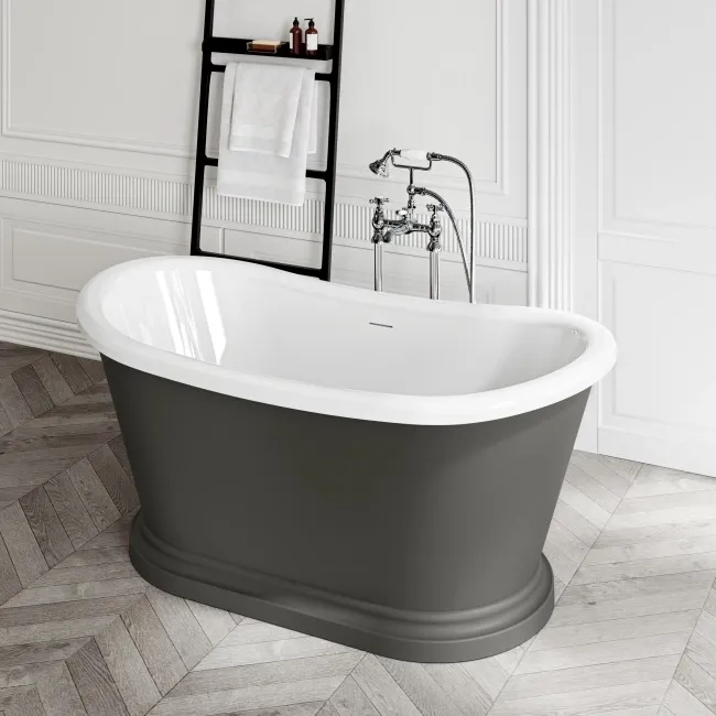 Mayfair 1500mm Graphite Grey Freestanding Roll Top Slipper Bath