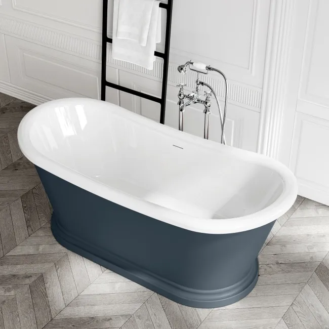 Mayfair 1700mm Inky Blue Freestanding Roll Top Slipper Bath