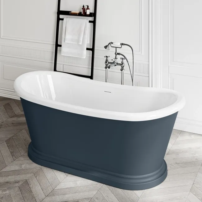 Mayfair 1700mm Inky Blue Freestanding Roll Top Slipper Bath
