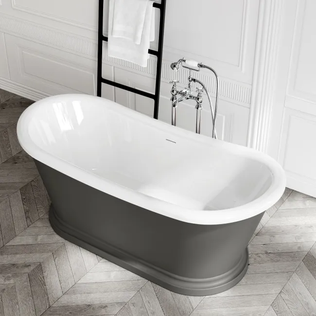 Mayfair 1700mm Graphite Grey Freestanding Roll Top Slipper Bath
