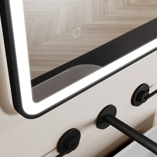 Maè Matt Black Illuminated LED Mirror 750x450mm