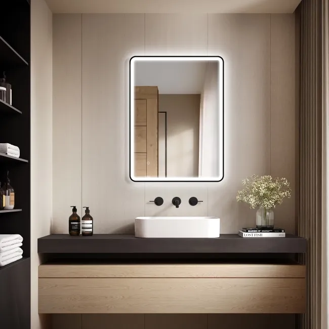 Maè Matt Black Illuminated LED Mirror 800x600mm