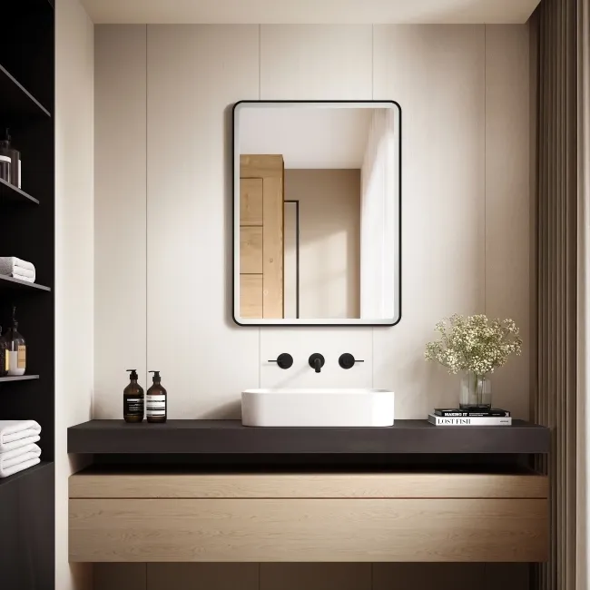 Maè Matt Black Illuminated LED Mirror 800x600mm