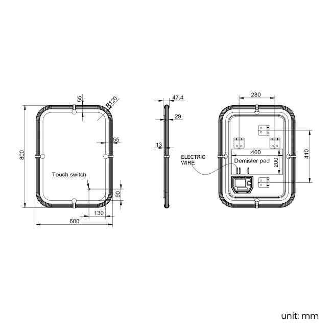 Frankie Illuminated LED Mirror 800x600mm