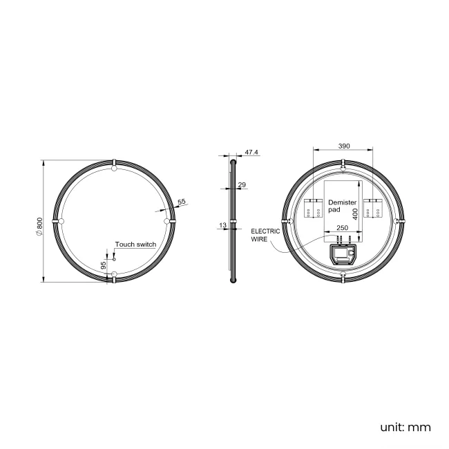 Frankie Round Illuminated LED Mirror 800mm