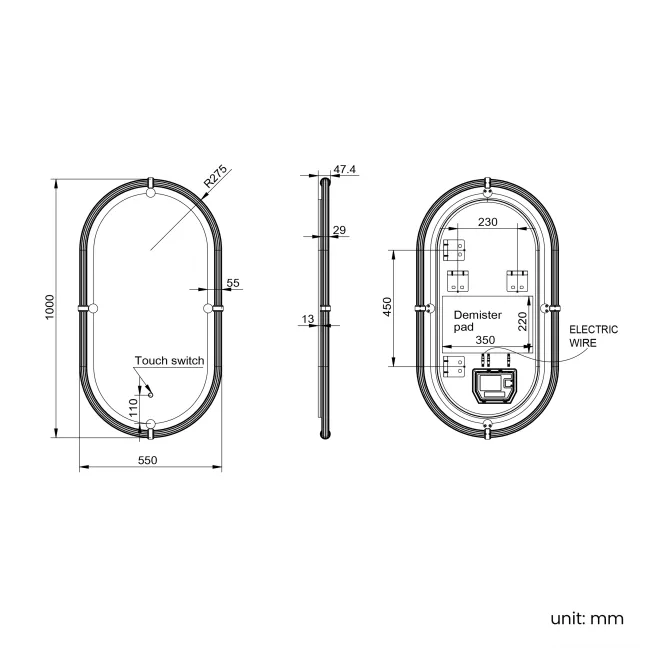 Frankie Pill Illuminated LED Mirror 1000x550mm