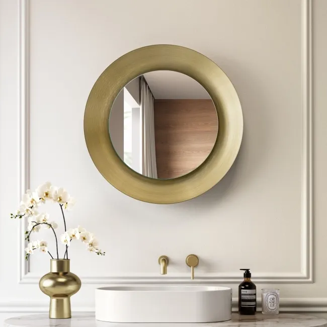 Georgia Pale Brushed Brass Round Illuminated LED Mirror 650mm