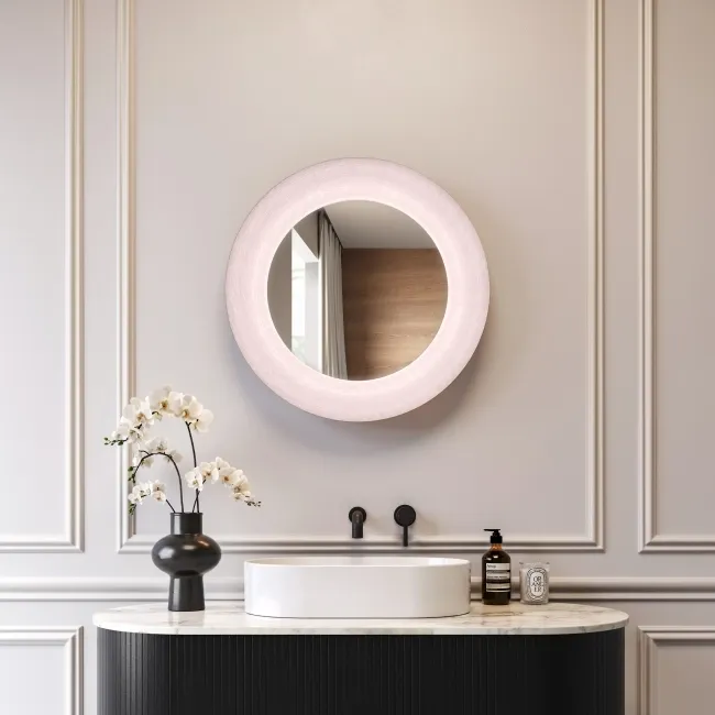 Georgia Pale Brushed Nickel Round Illuminated LED Mirror 650mm