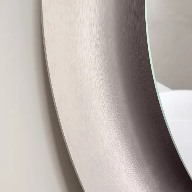 Georgia Pale Brushed Nickel Round Illuminated LED Mirror 850mm
