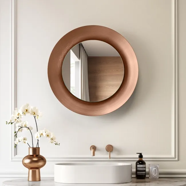 Georgia Pale Brushed Bronze Round Illuminated LED Mirror 650mm