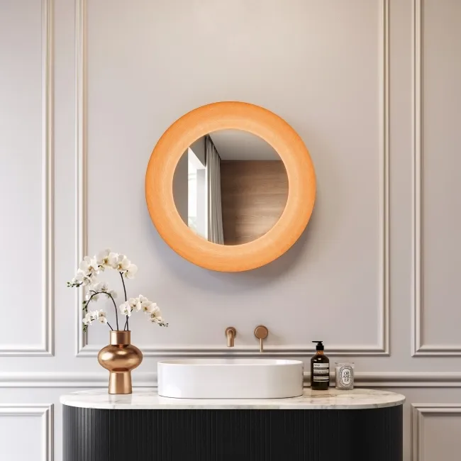 Georgia Pale Brushed Bronze Round Illuminated LED Mirror 650mm