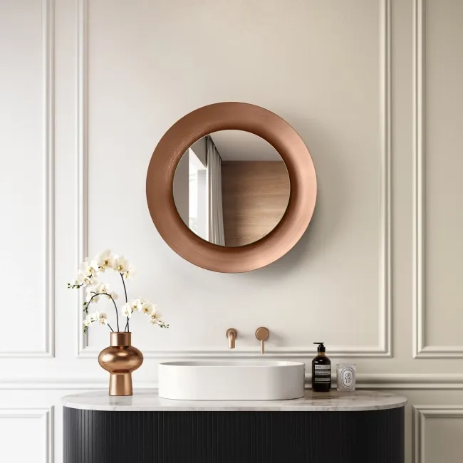 Georgia Pale Brushed Bronze Round Illuminated LED Mirror 650mm