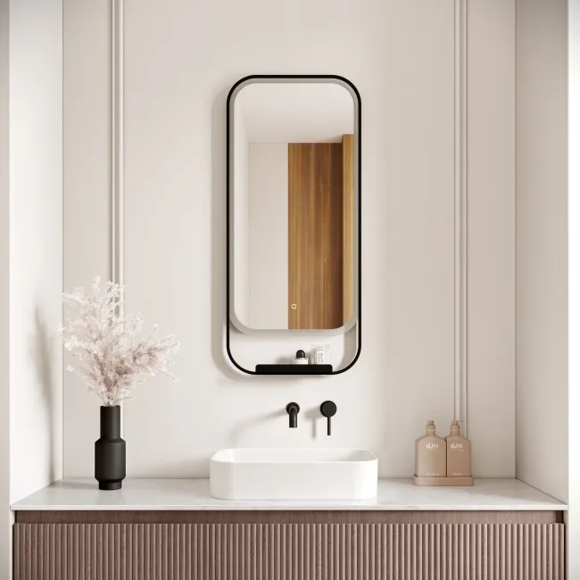 Adeline Matt Black Illuminated LED Mirror 1000x450mm