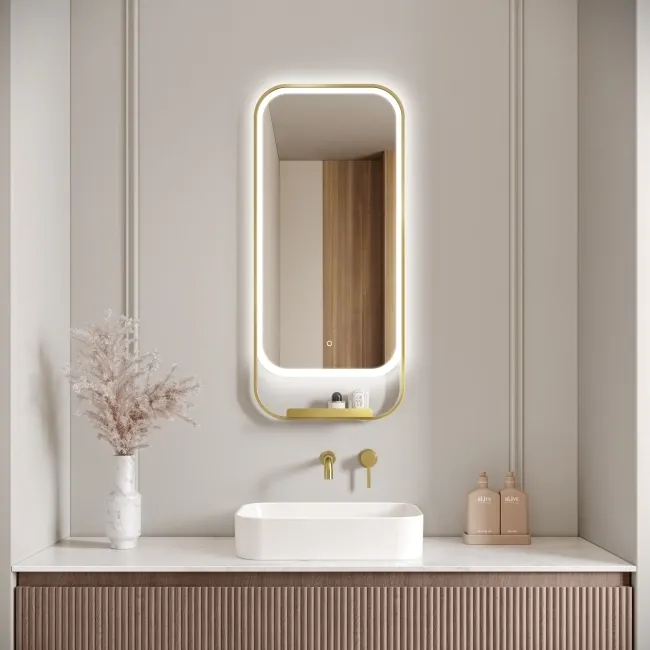 Adeline Brushed Brass Illuminated LED Mirror 1000x450mm