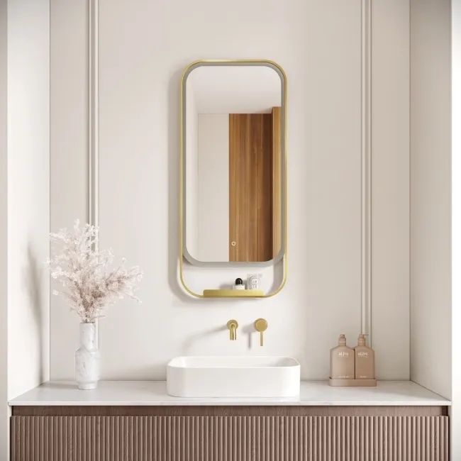 Adeline Brushed Brass Illuminated LED Mirror 1000x450mm