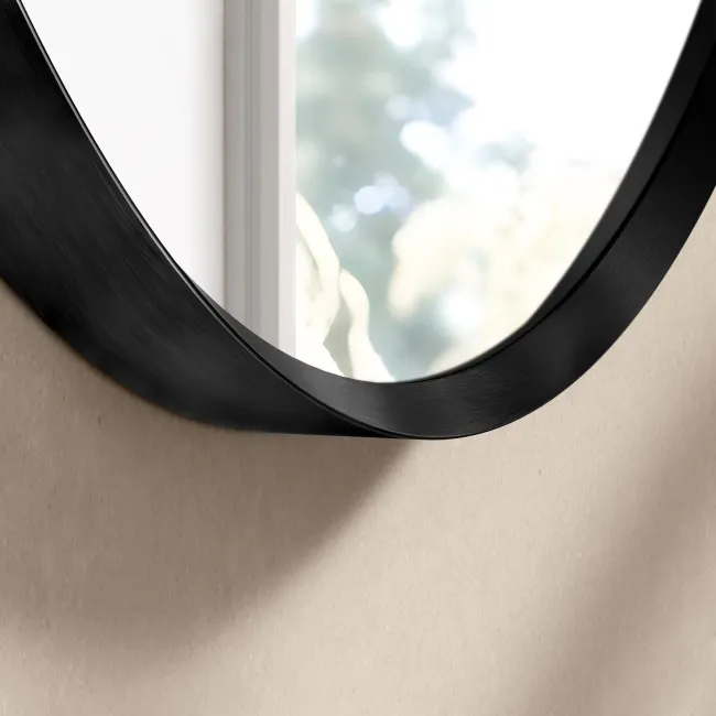 Paris Black Framed Round Bathroom Mirror 600mm