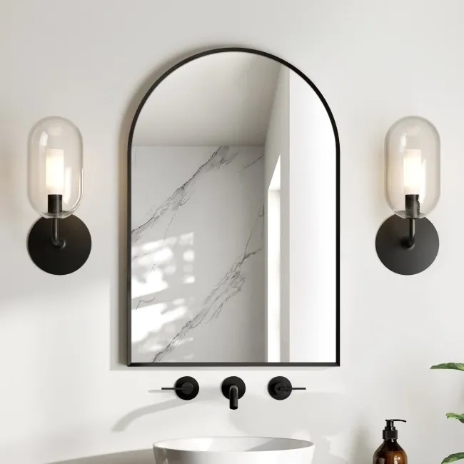 Rory Matt Black Arched Mirror 750x500mm