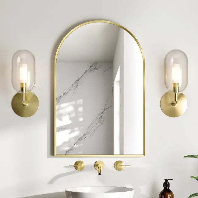 Rory Brushed Brass Arched Mirror 750x500mm