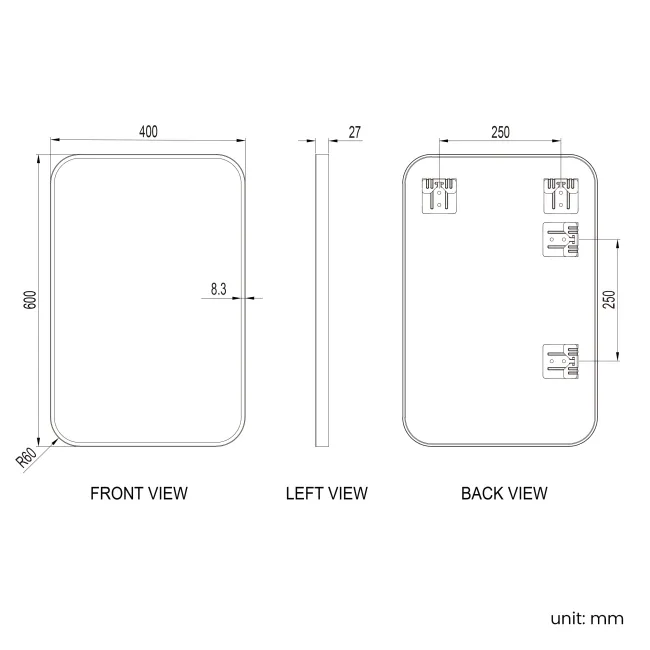 Nina Brushed Brass Mirror 600x400mm