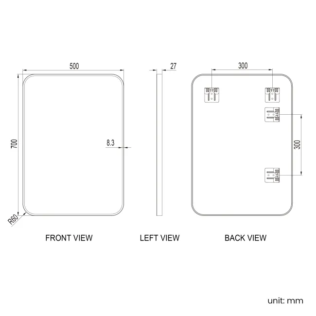 Nina Brushed Brass Mirror 700x500mm