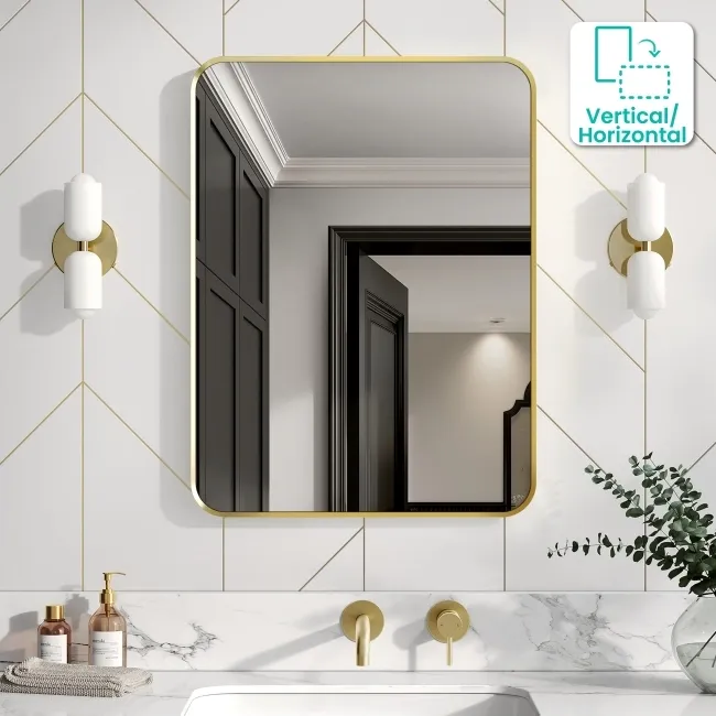 Nina Brushed Brass Mirror 800x600mm