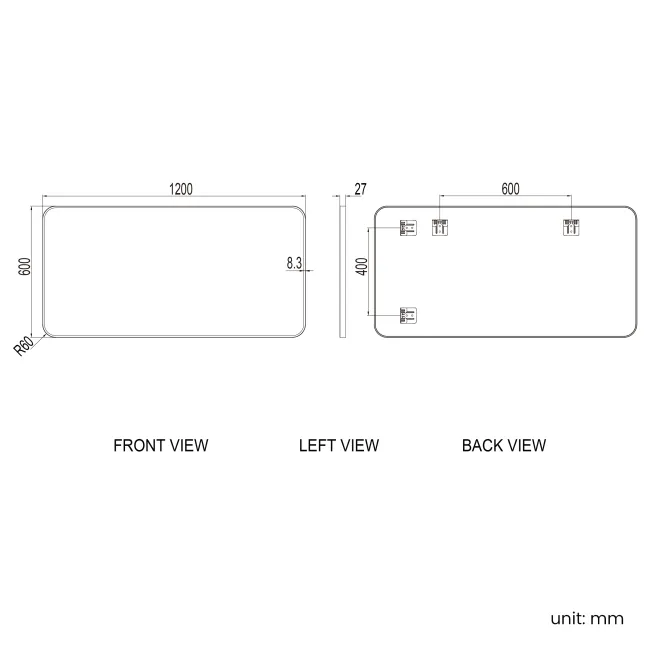 Nina Brushed Brass Mirror 600x1200mm