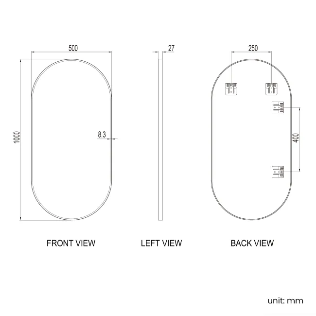 Adele Pill Brushed Brass Mirror 1000x500mm