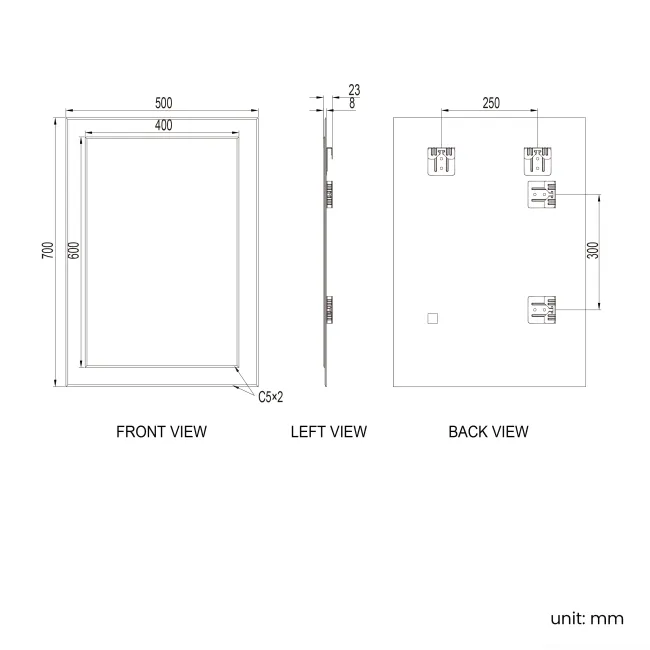 Abbie Silver Mirror 700x500mm