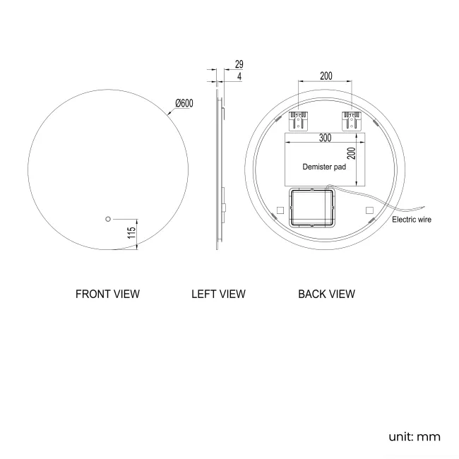 Kay Round Illuminated LED Mirror 600mm