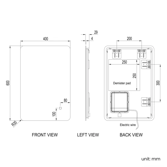 Clara Illuminated LED Mirror 600x400mm