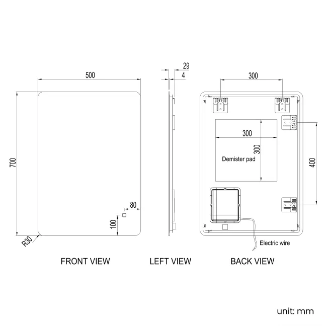 Clara Illuminated LED Mirror 700x500mm