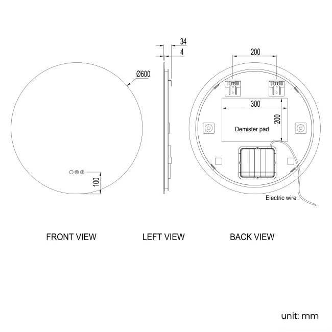 Kay Round Illuminated LED Mirror With BLUETOOTH Speaker 600mm