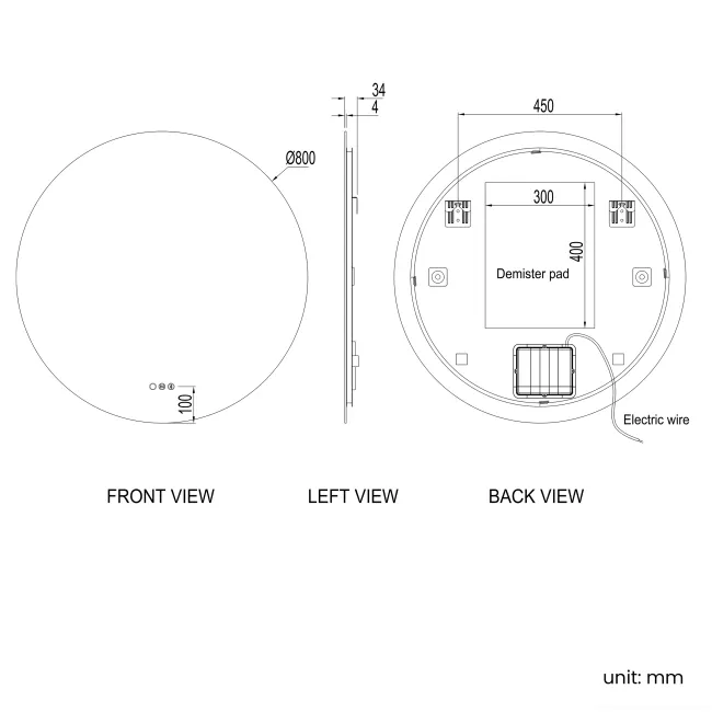 Kay Round Illuminated LED Mirror With BLUETOOTH Speaker 800mm