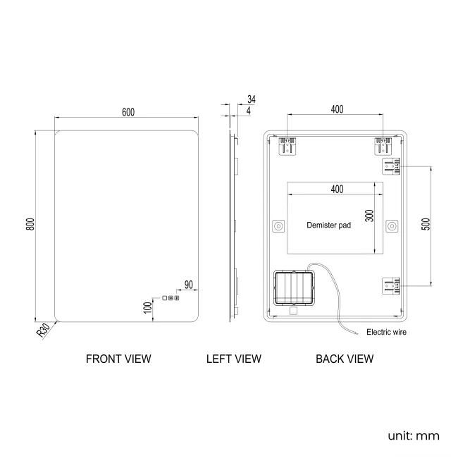 Clara Illuminated LED Mirror With BLUETOOTH Speaker 800x600mm