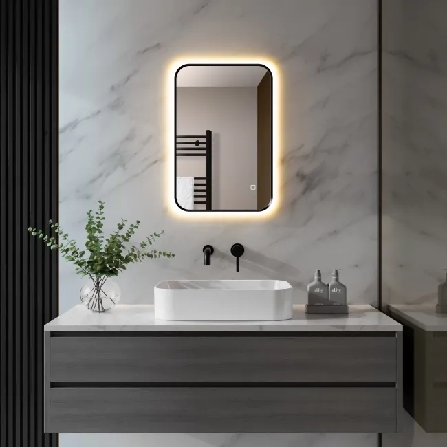 Nina Black Framed Backlit Illuminated LED Mirror 600x400mm