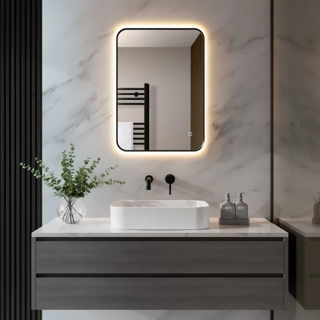 Nina Black Framed Backlit Illuminated LED Mirror 700x500mm