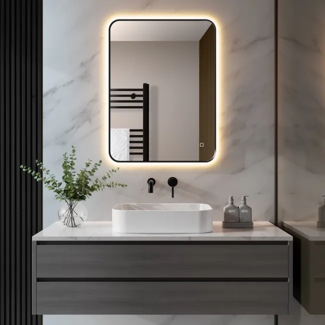 Nina Black Framed Backlit Illuminated LED Mirror 800x600mm