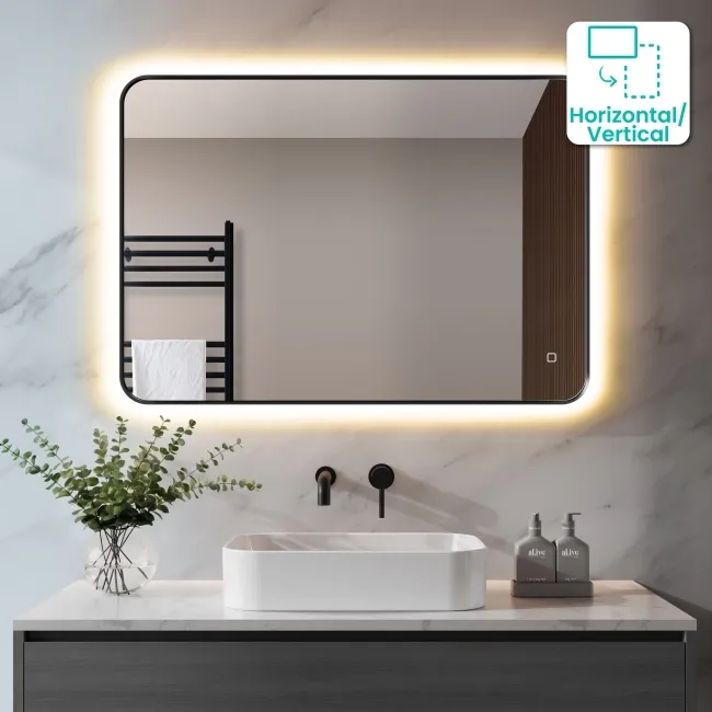 Nina Black Framed Backlit Illuminated LED Mirror 700x1000mm
