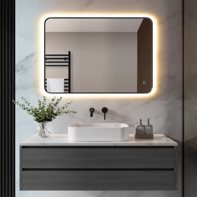 Nina Black Framed Backlit Illuminated LED Mirror 700x1000mm