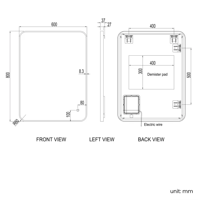 Nina Brushed Brass Backlit Illuminated LED Mirror 800x600mm