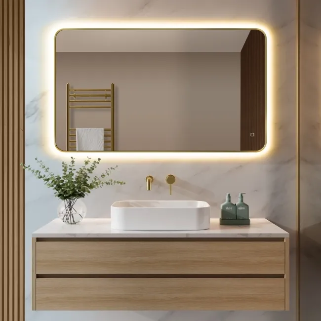 Nina Brushed Brass Backlit Illuminated LED Mirror 700x1200mm