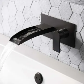 Eden Matt Black Waterfall Wall Mounted Bath Filler